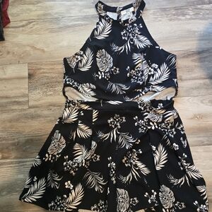 Floral Black and White Romper